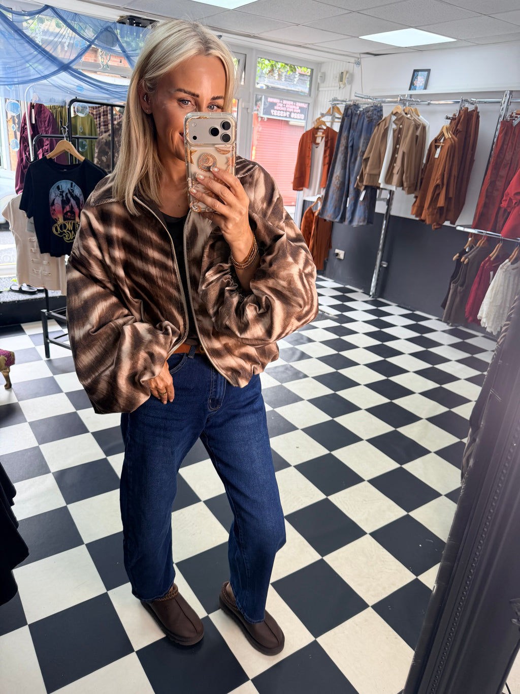Needlecord Zebra Slouchy Jacket Chocolate