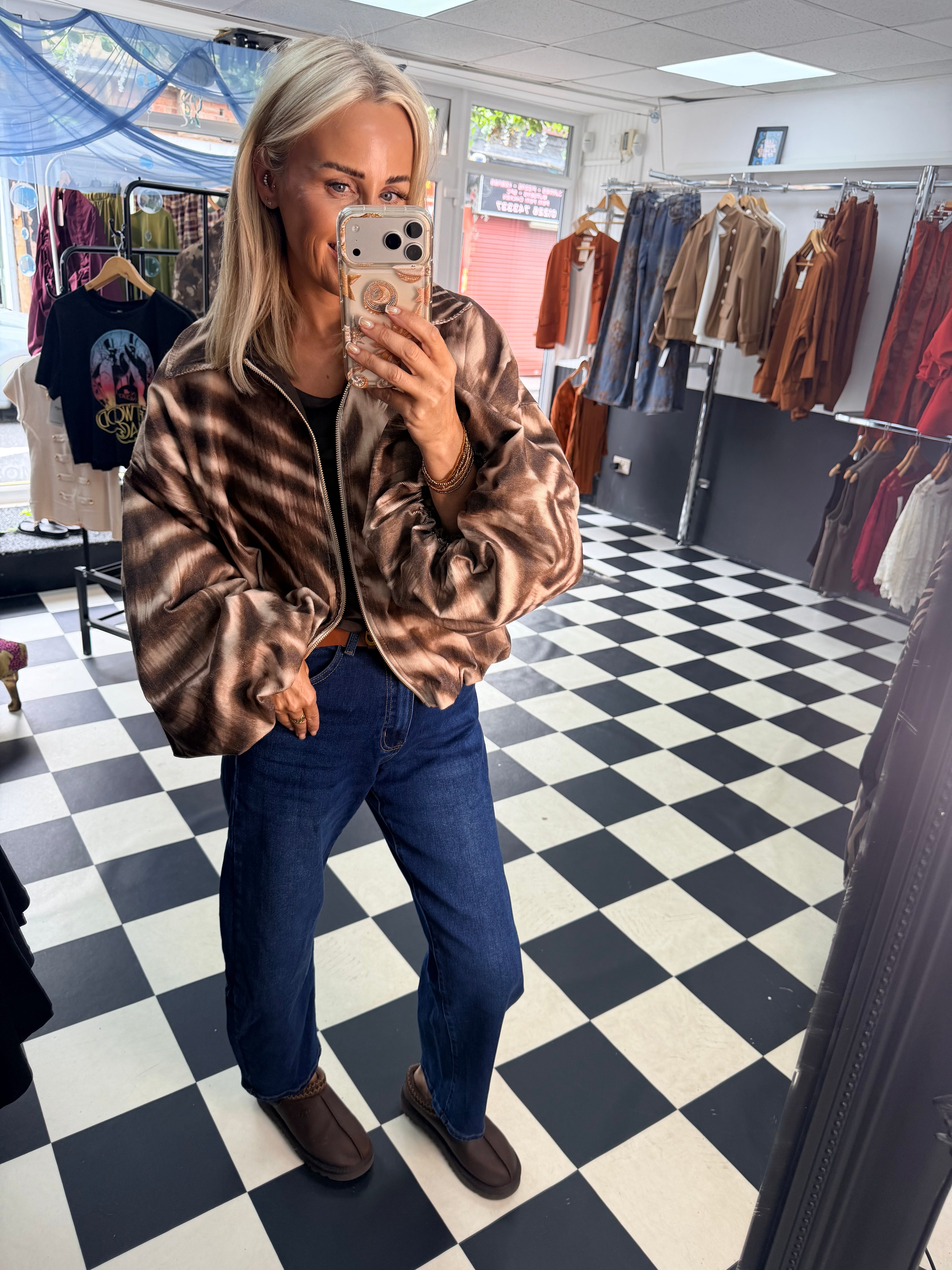 Needlecord Zebra Slouchy Jacket Chocolate