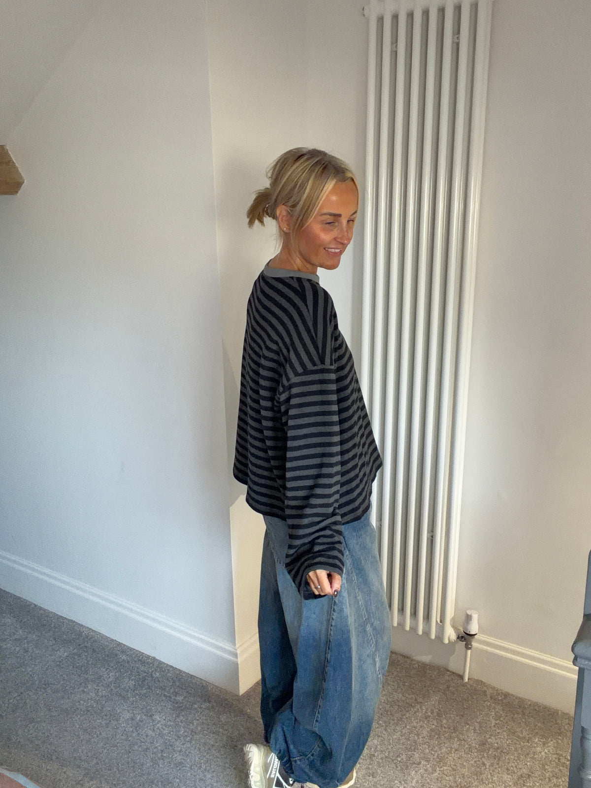 Weekend slouch stripe Slate and Black Special Buy