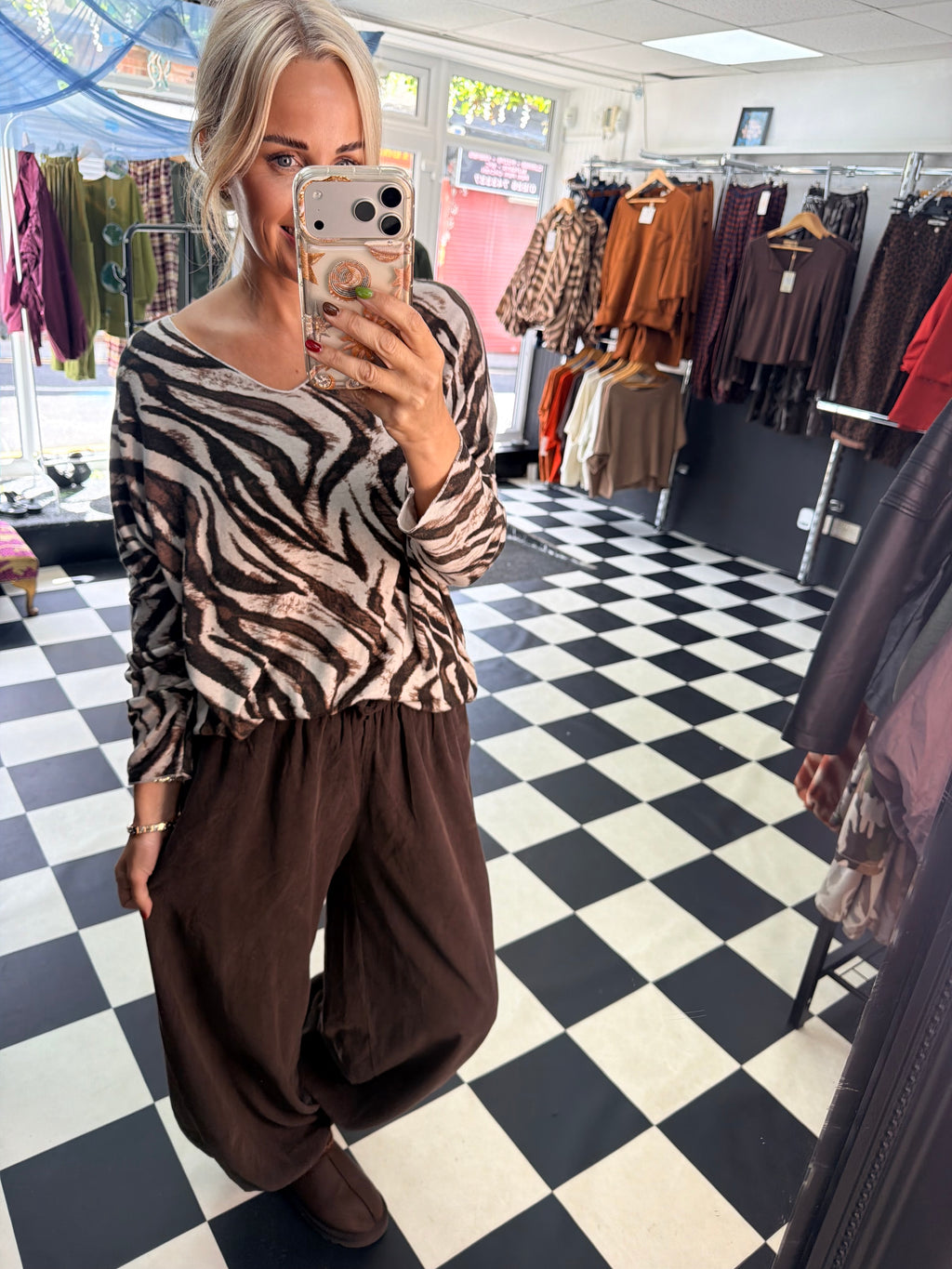 Zebra Slouchy Jumper Cream