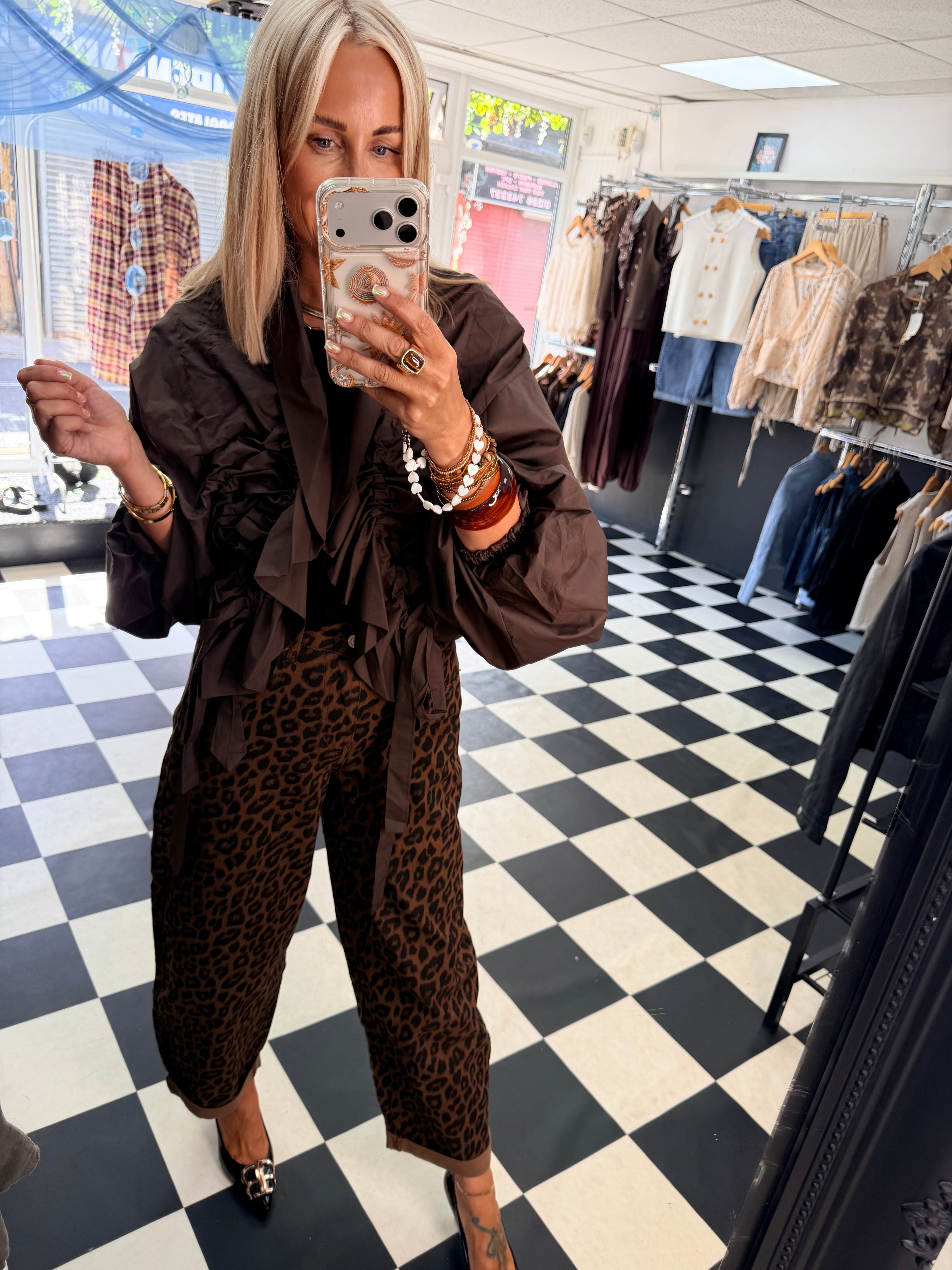 Ruffle Lightweight Jacket Chocolate-Pre Order Due in next Fri approx