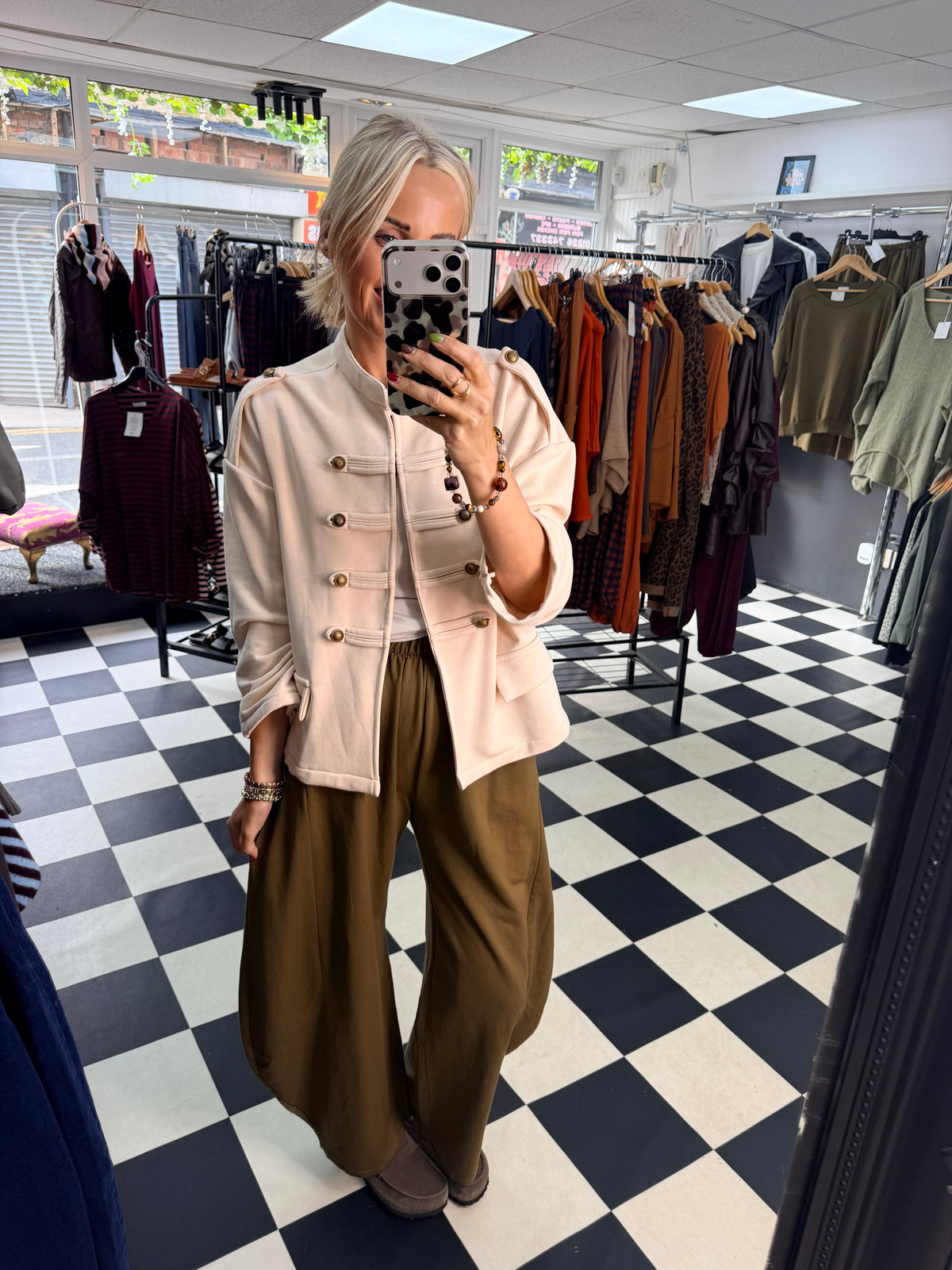 Zeta Otto Cream Jersey Military Jacket