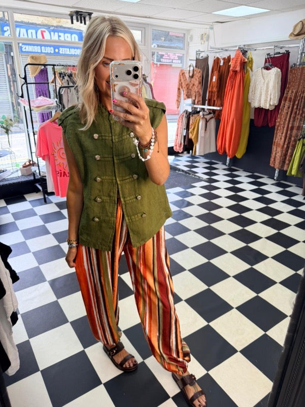 Air Brush Stripe Trouser Rust