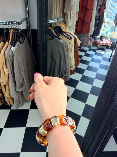 Amber and gold thin bracelet