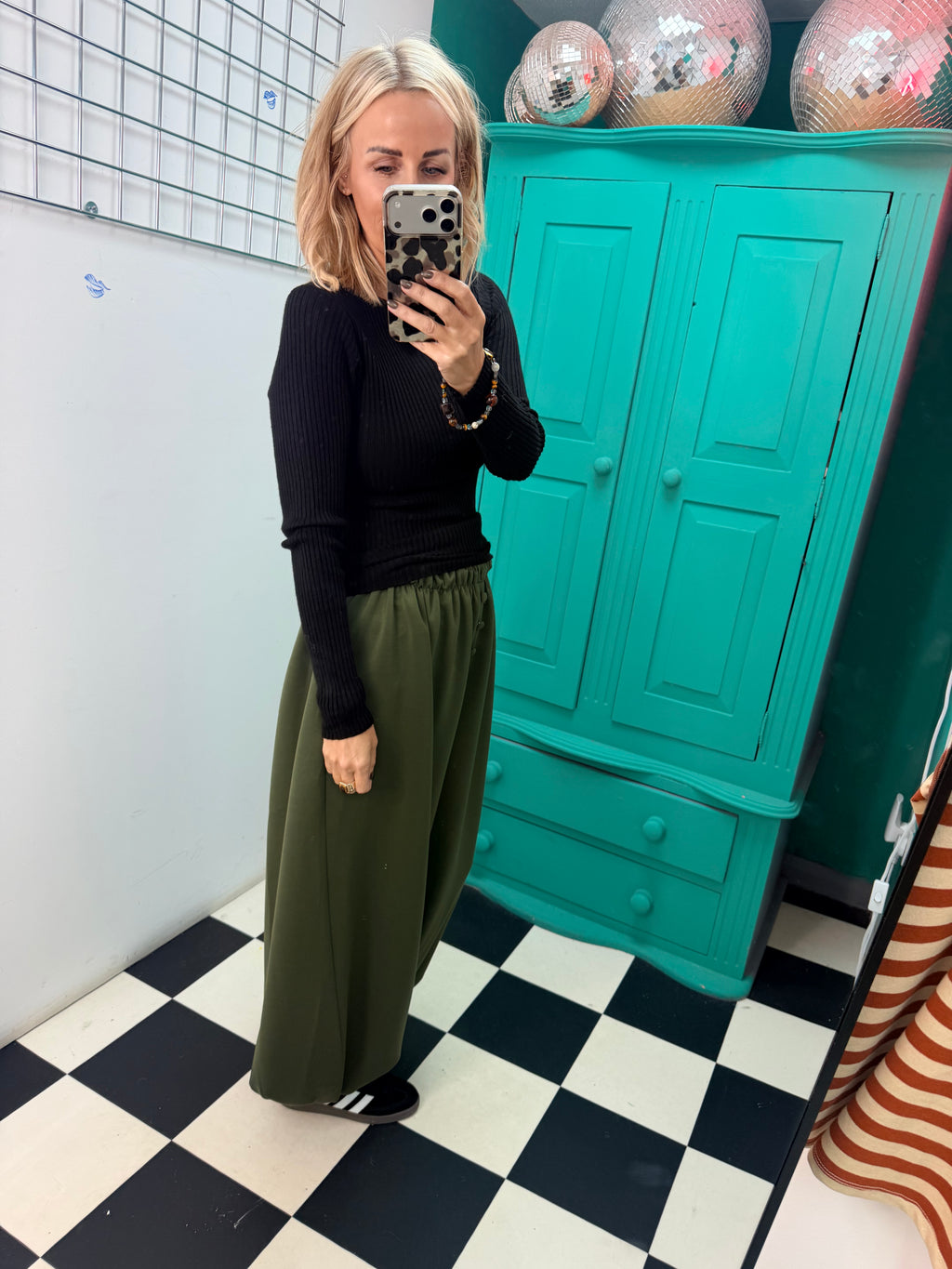Button front cuff joggers - Khaki