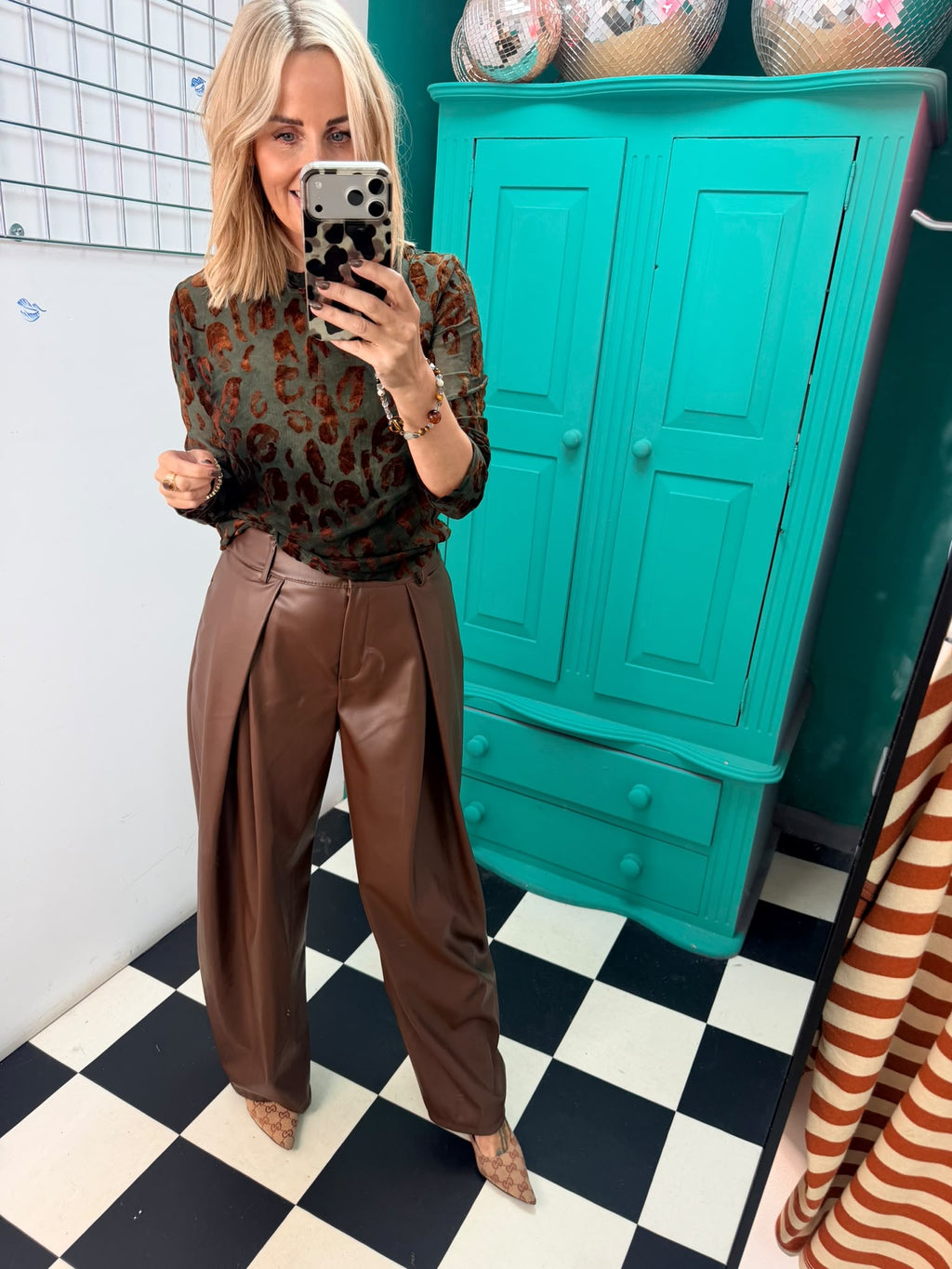 Sienna Pu Trousers - Chocolate