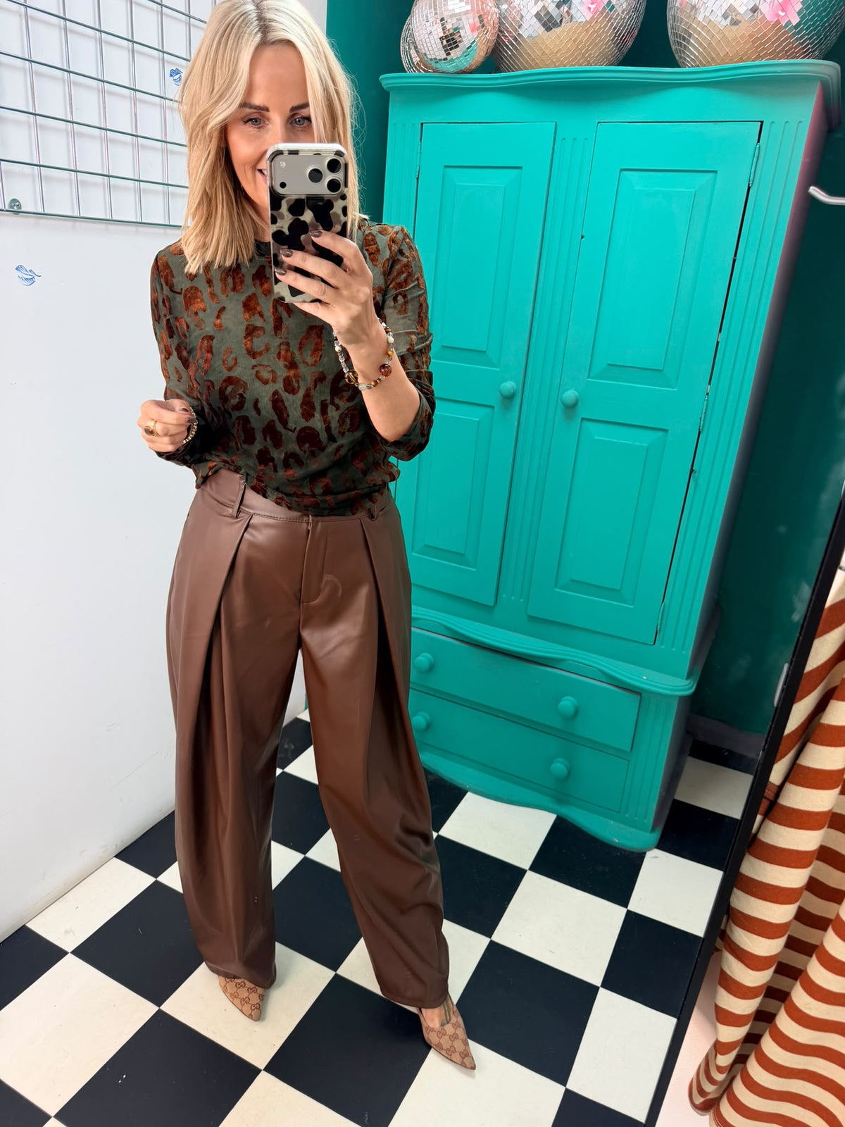 Sienna Pu Trousers - Chocolate
