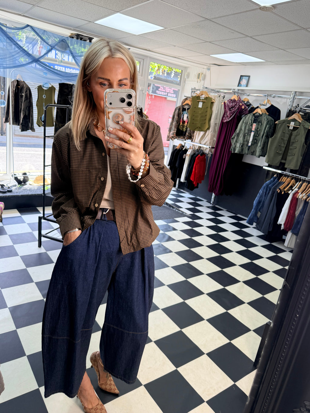 Wide Leg Crop Belted Jeans