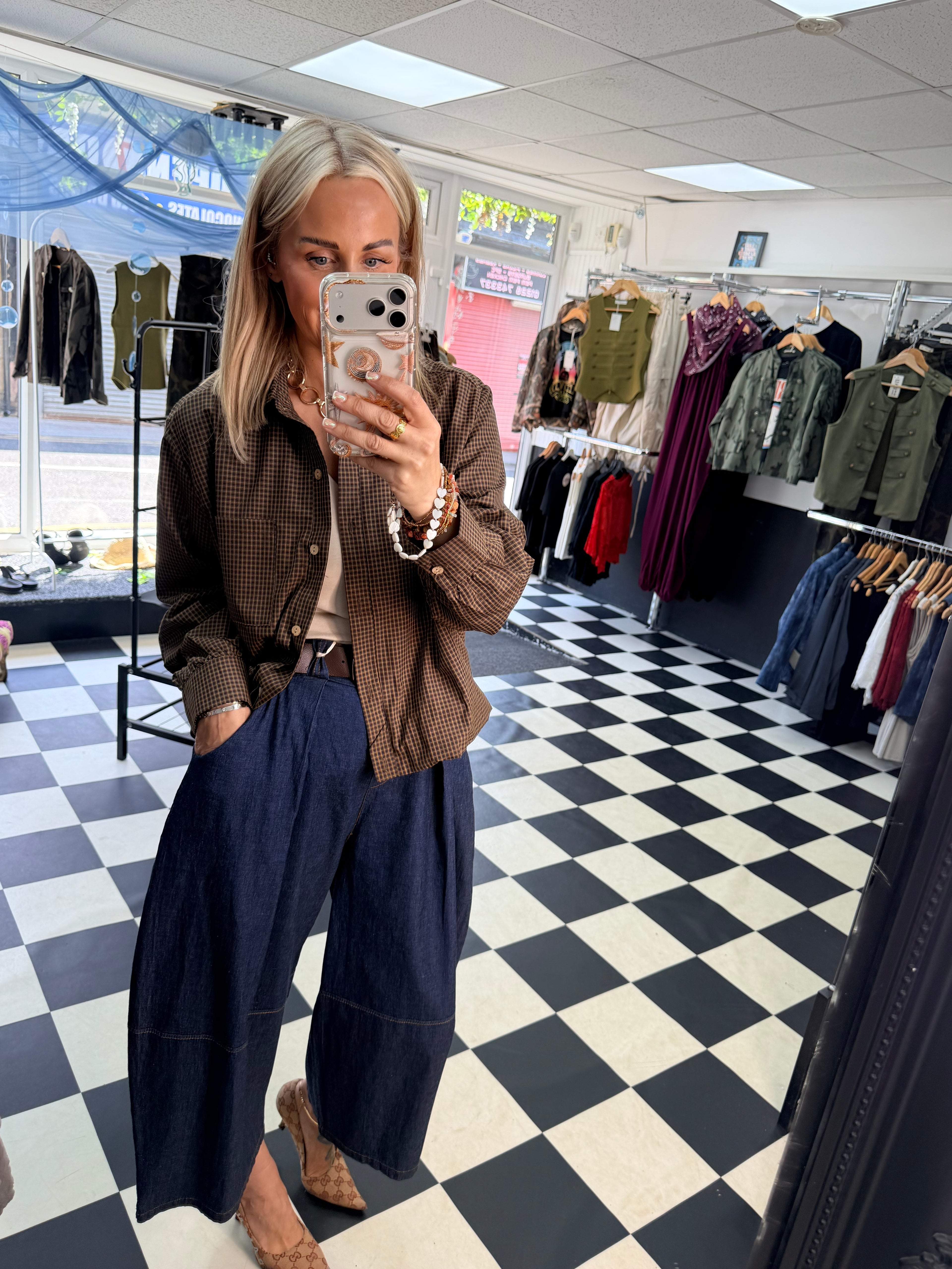 Wide Leg Crop Belted Jeans