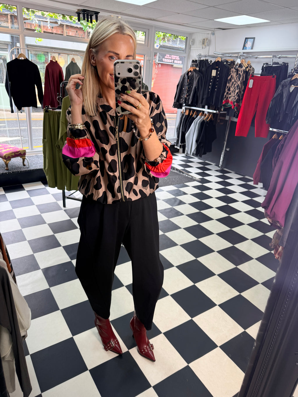 Animal Bomber Jacket Red and Green