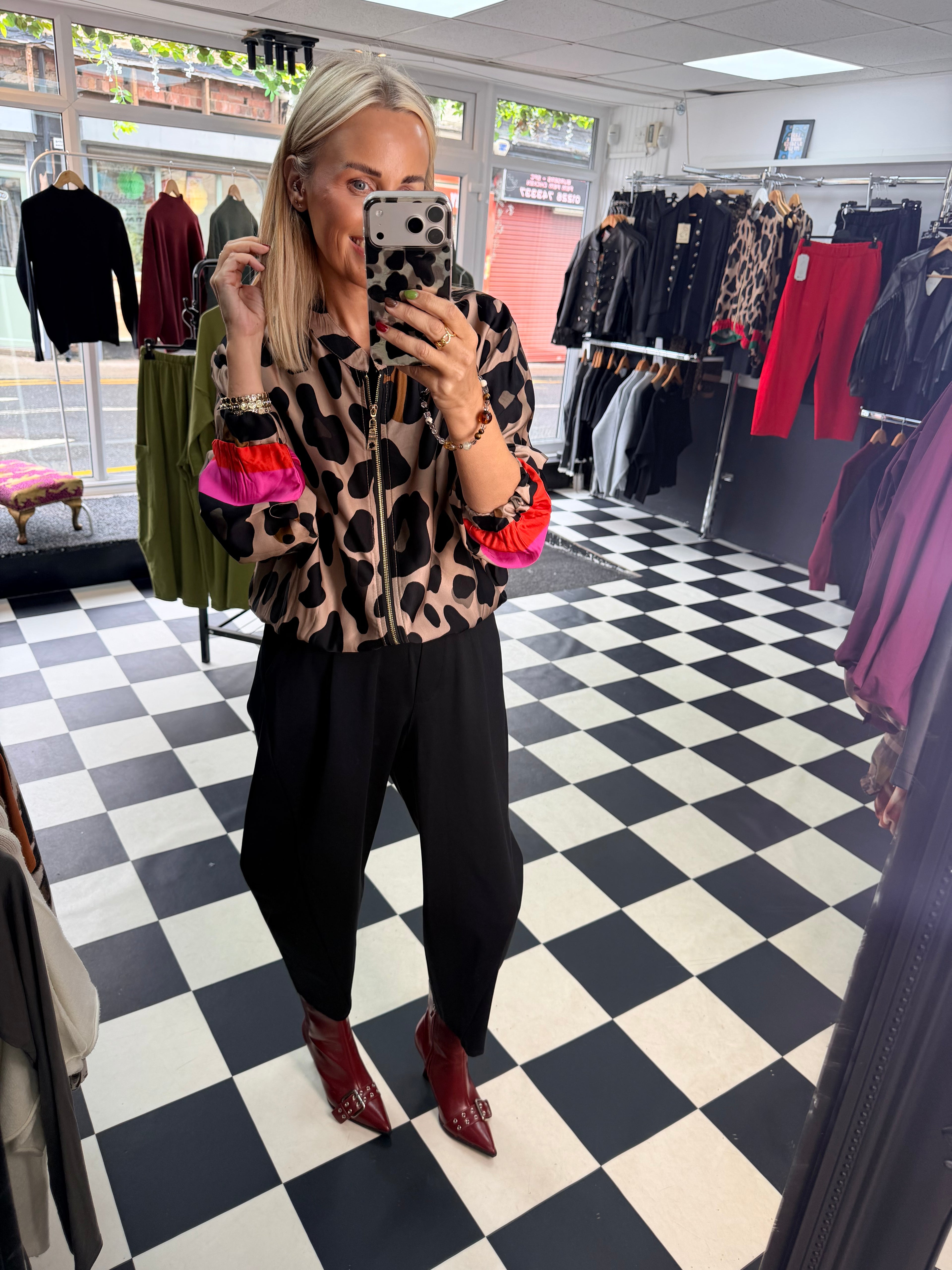 Animal Bomber Jacket Red and Green