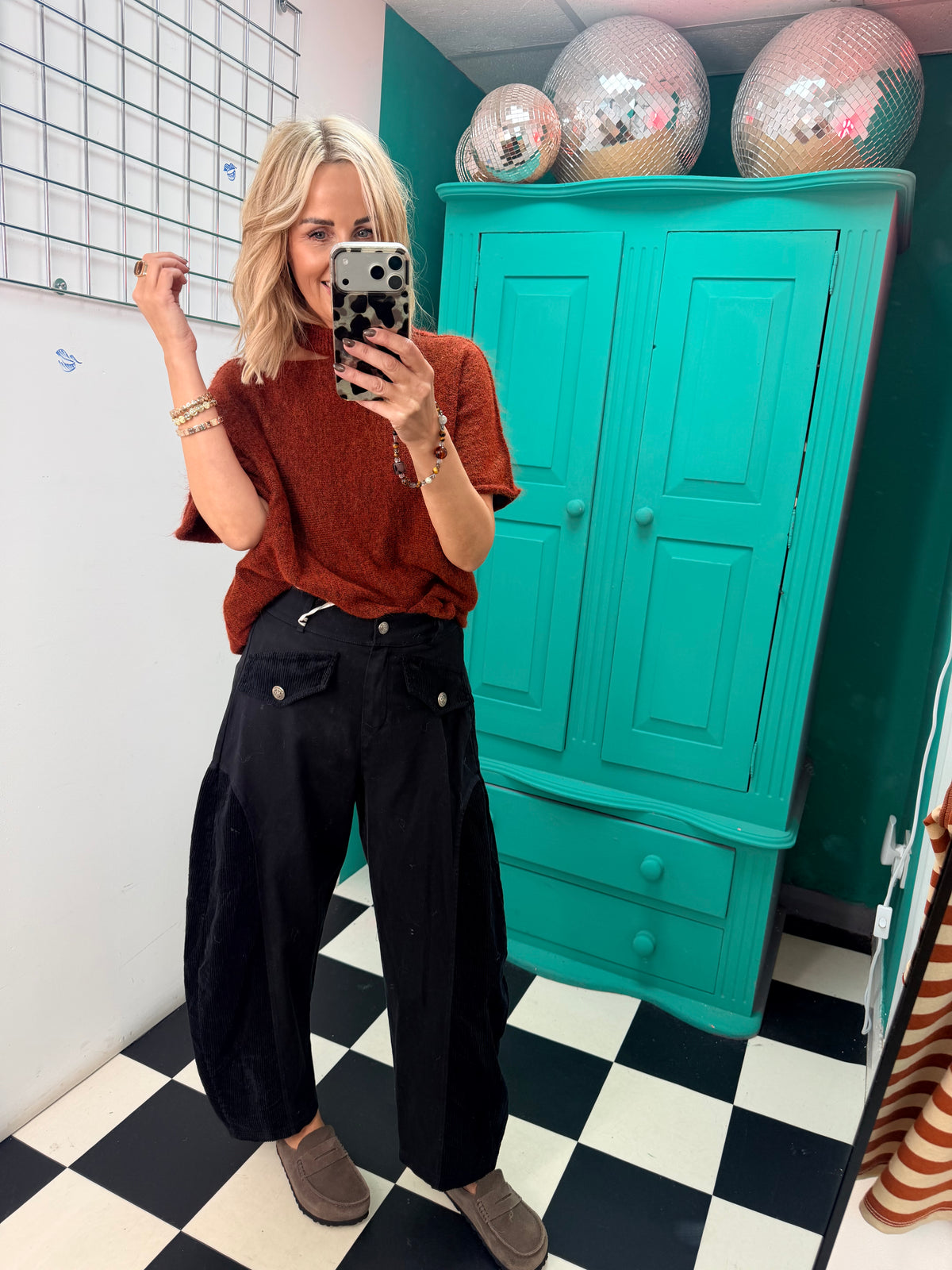 Cord patch trousers - Black