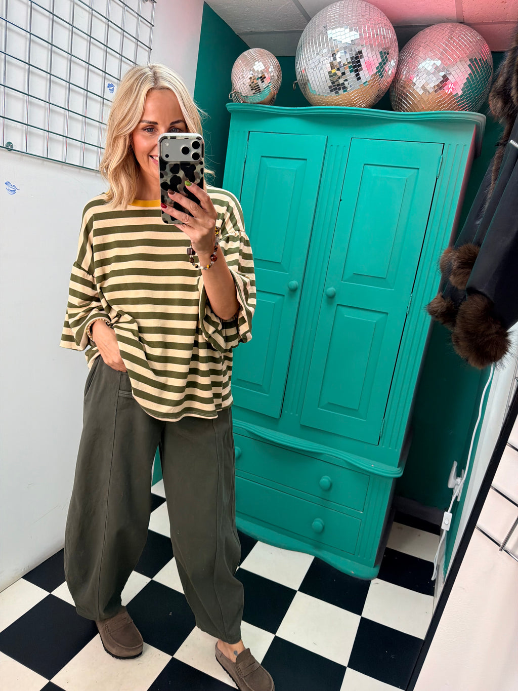 The Harper stripe - green and cream