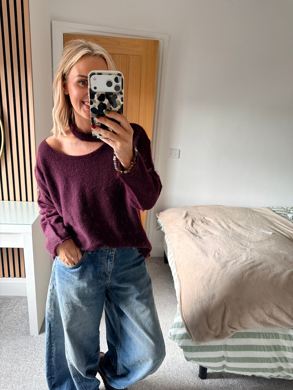 Slash Neck Jumper Plum