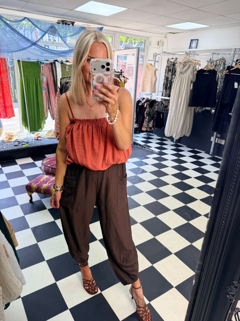 Bubble Hem Cami Rust