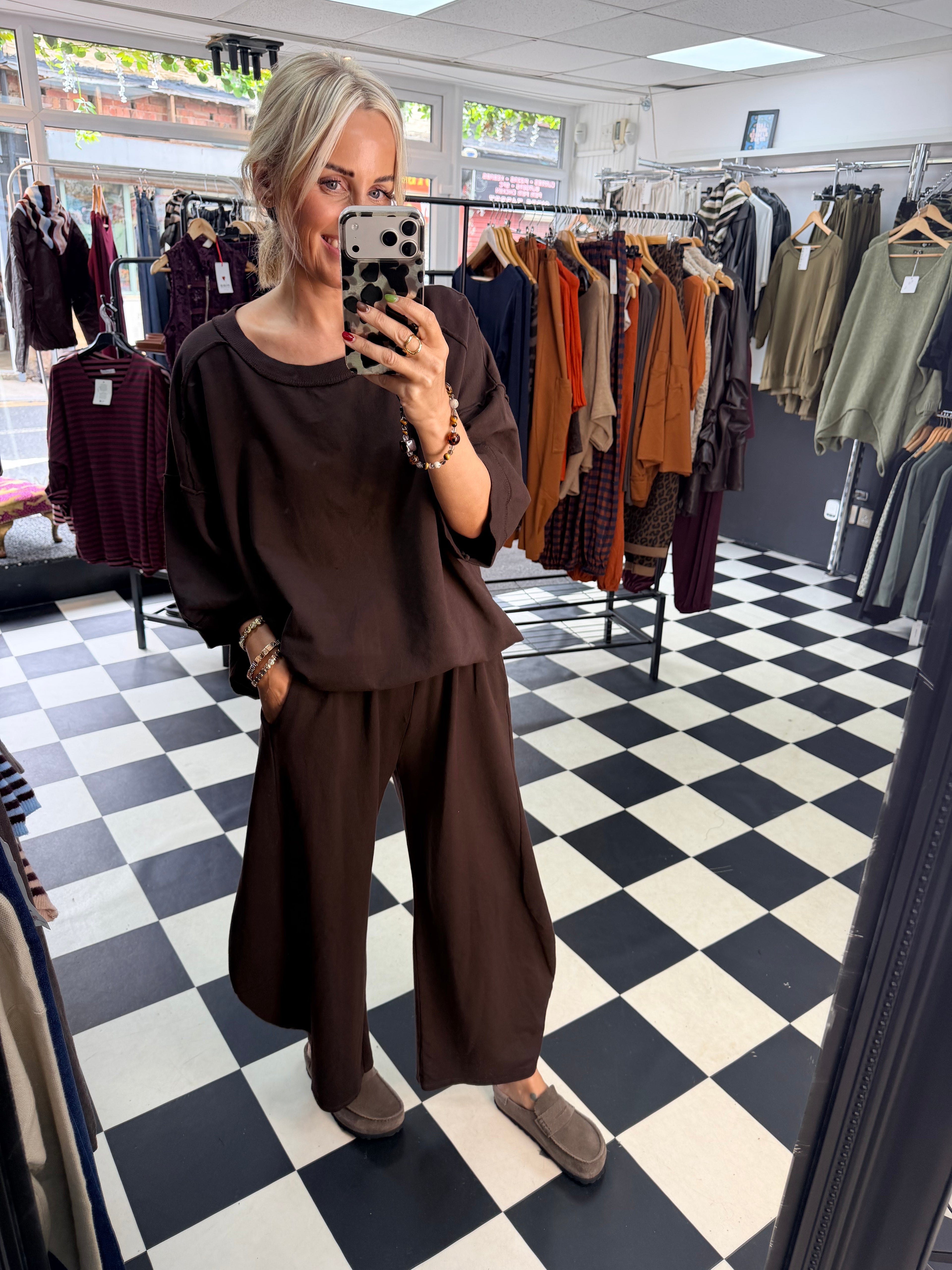 Slouchy Casual Top Chocolate