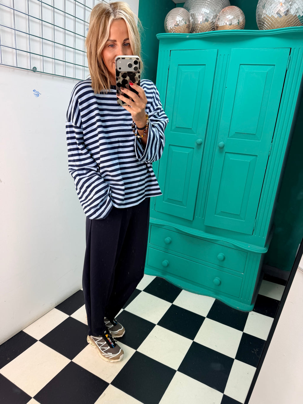 Weekend slouch stripe Navy and Denim Blue