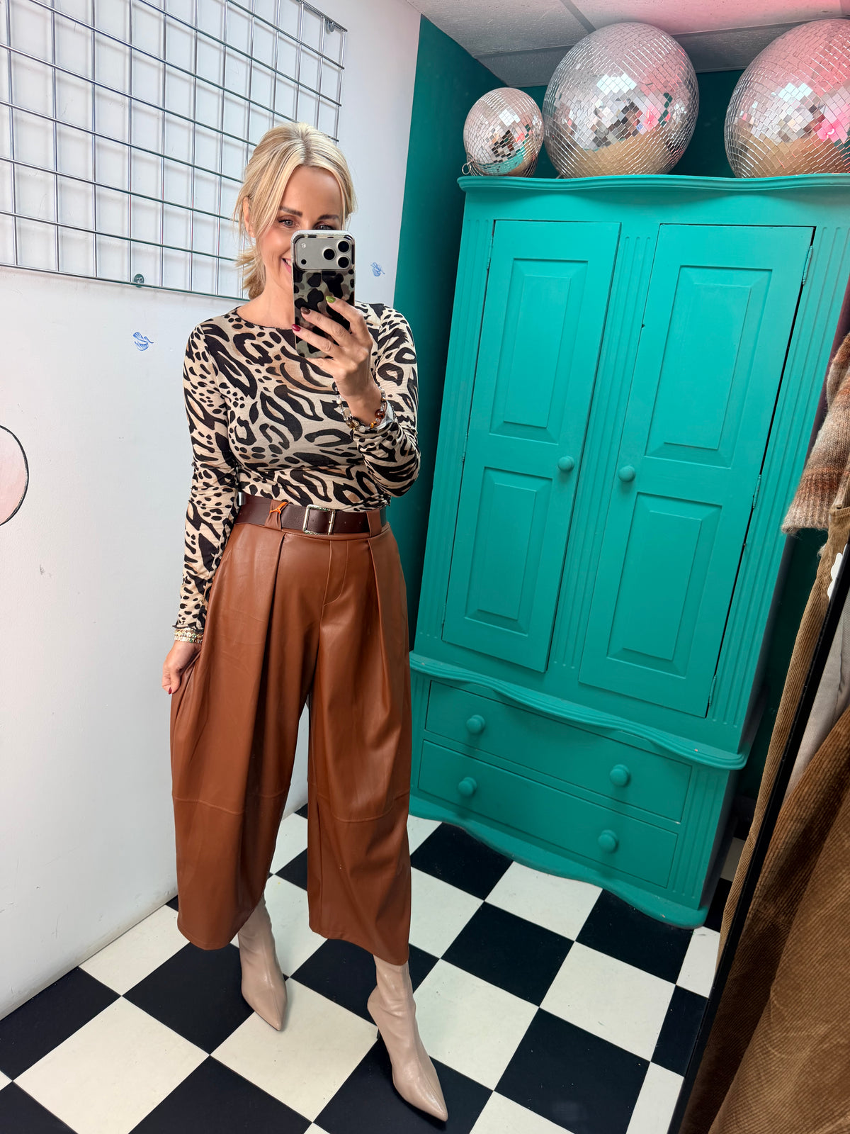 Buttery PU Culottes Tan