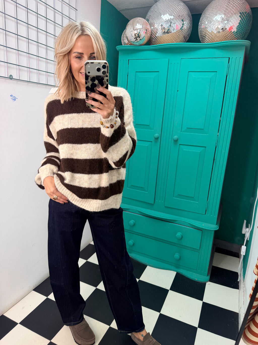 Chunky stripe knit - Mocha and chocolate