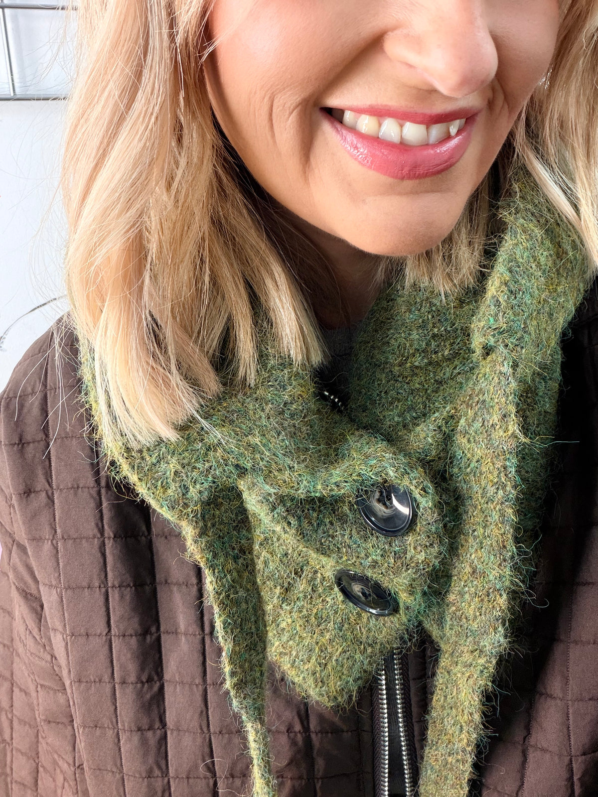 Button Snood Green