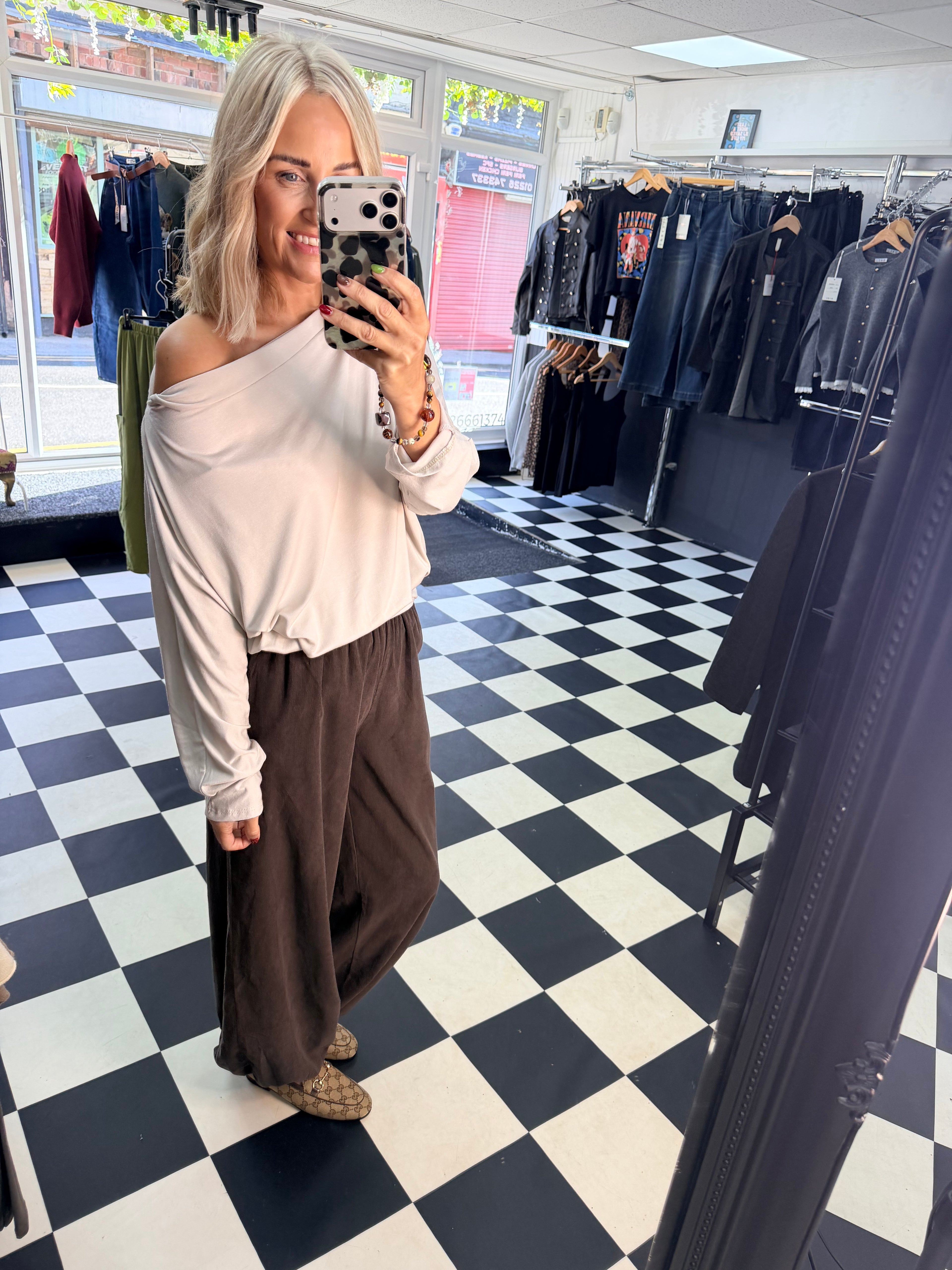 Slouchy Long Sleeve Top Cream