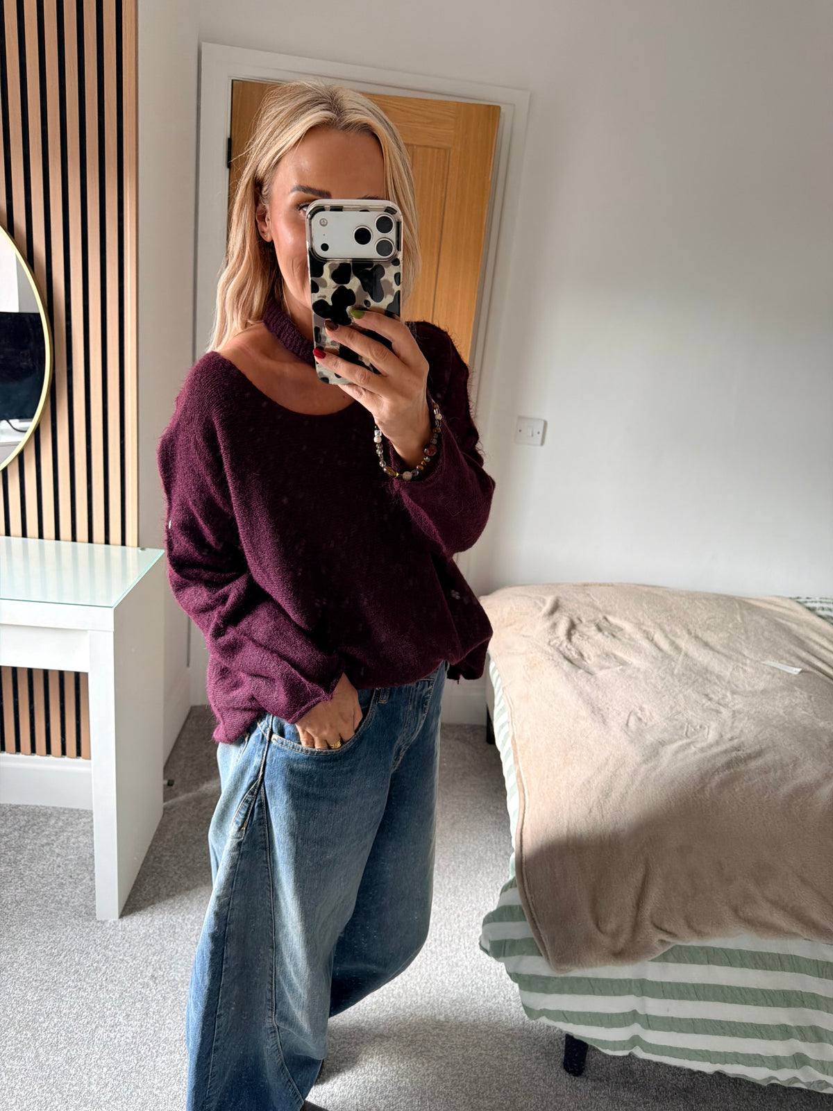 Slash Neck Jumper Plum