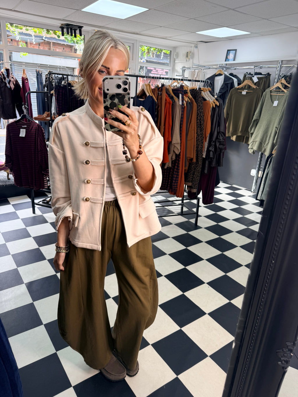 Zeta Otto Cream Jersey Military Jacket