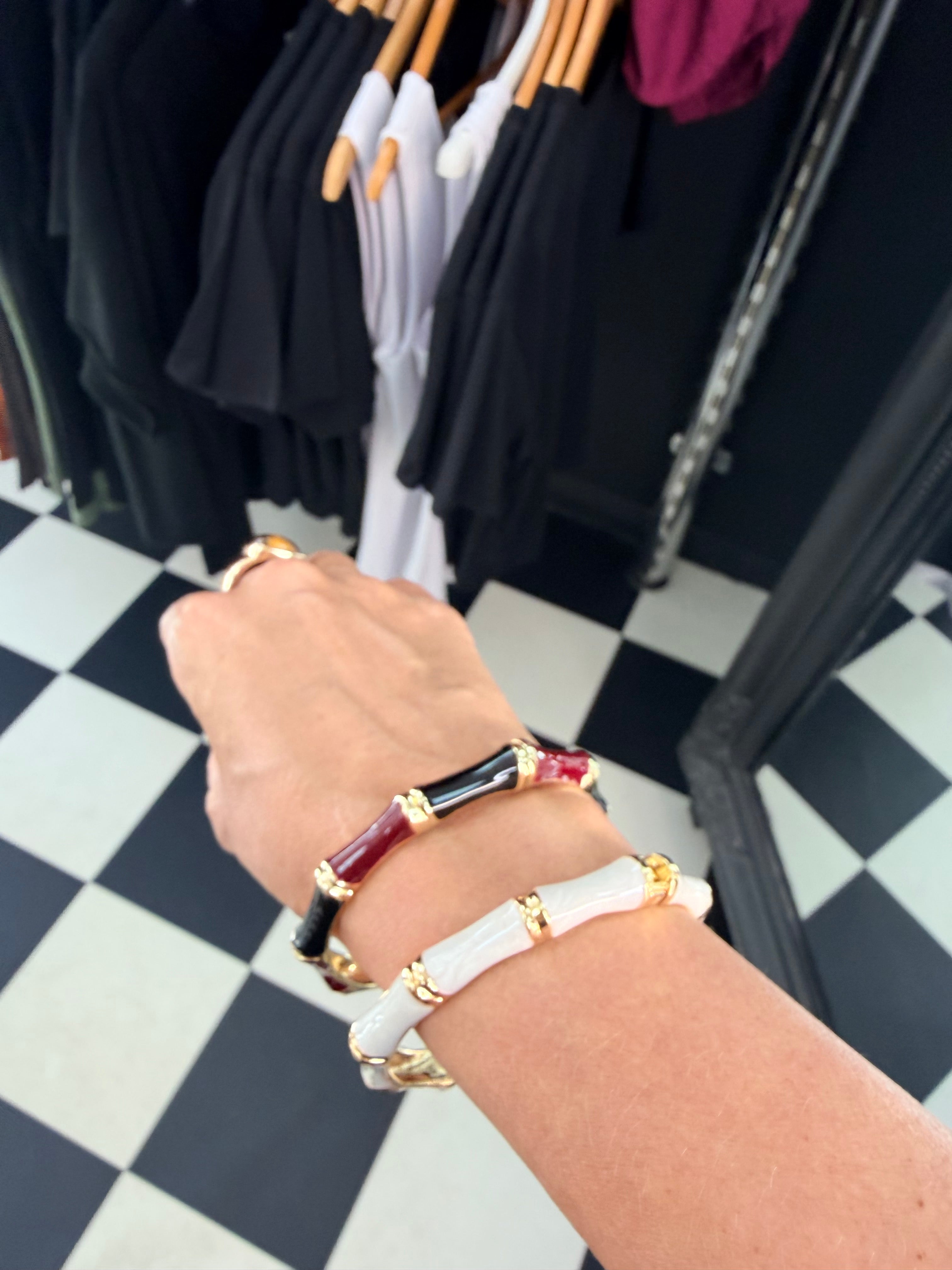 Thin Bangle White and Gold