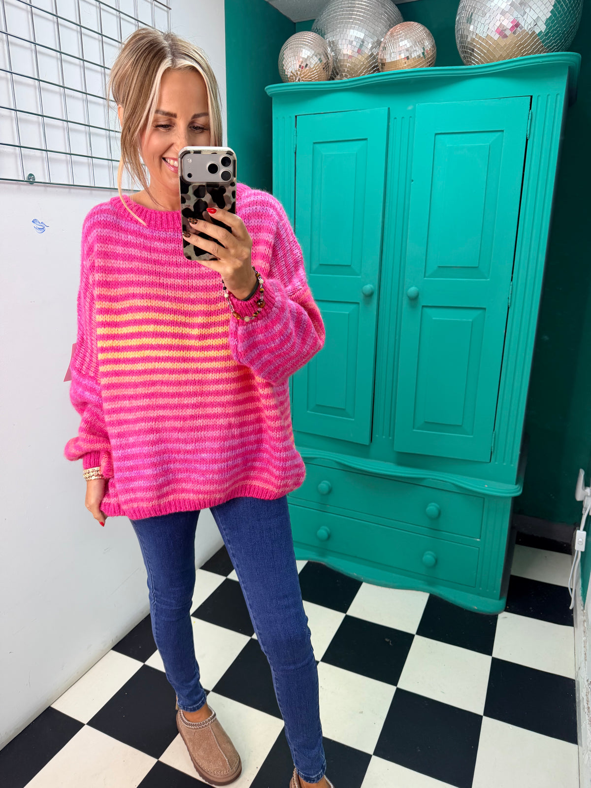 Colour Crush Stripe Jumper Pink