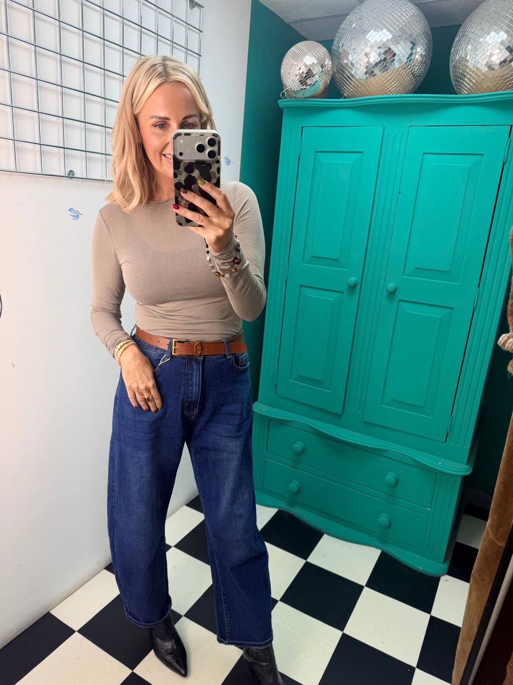 Cashmere Blend Basic Top Taupe