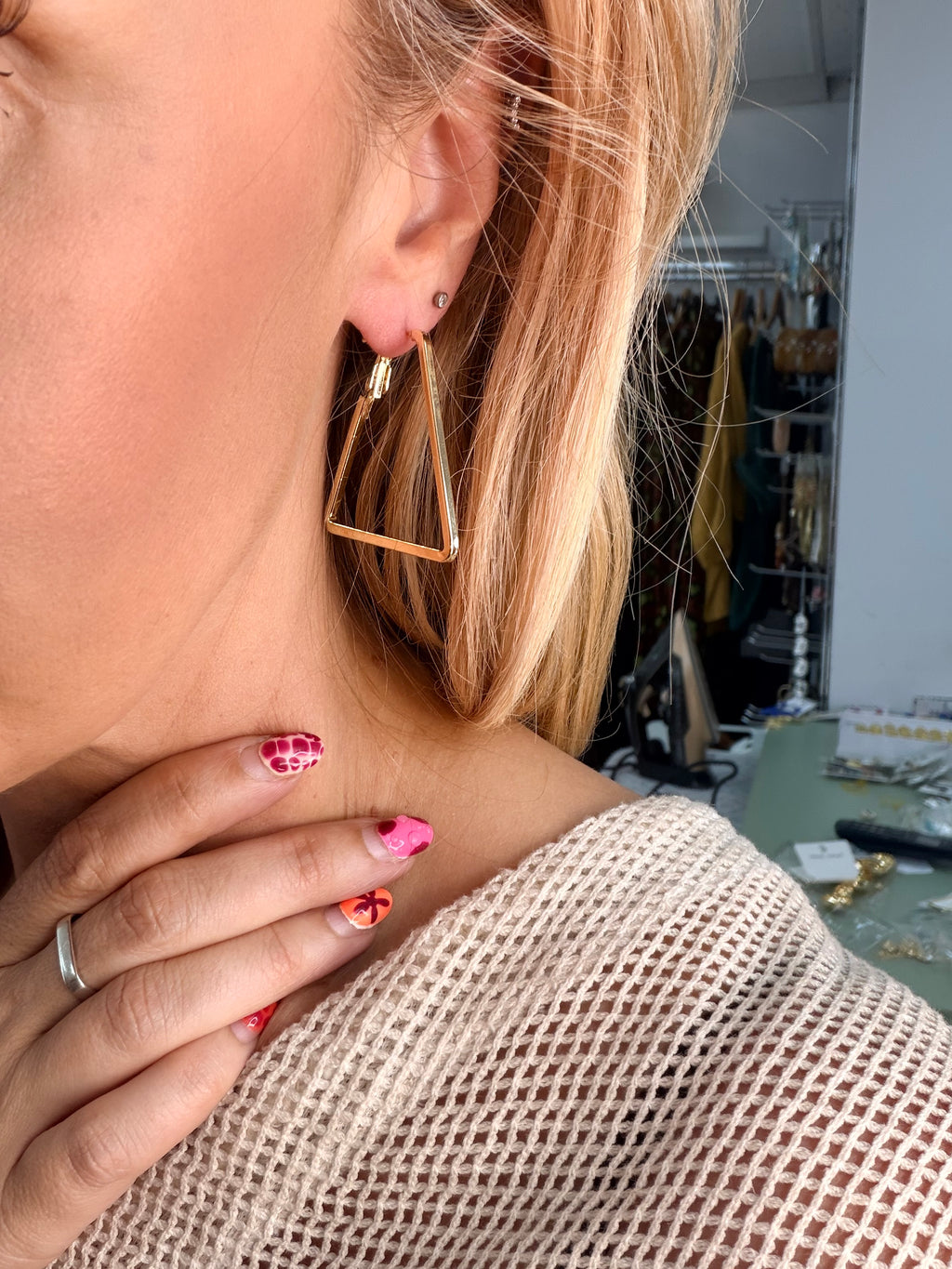Gold Triangle Earrings