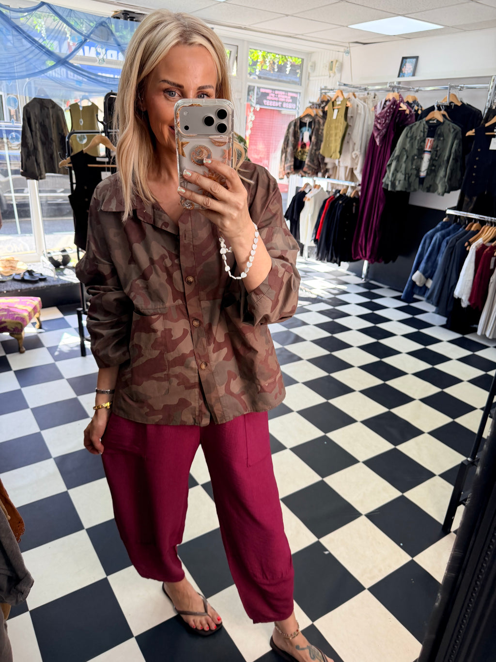 Camo Shacket Chocolate