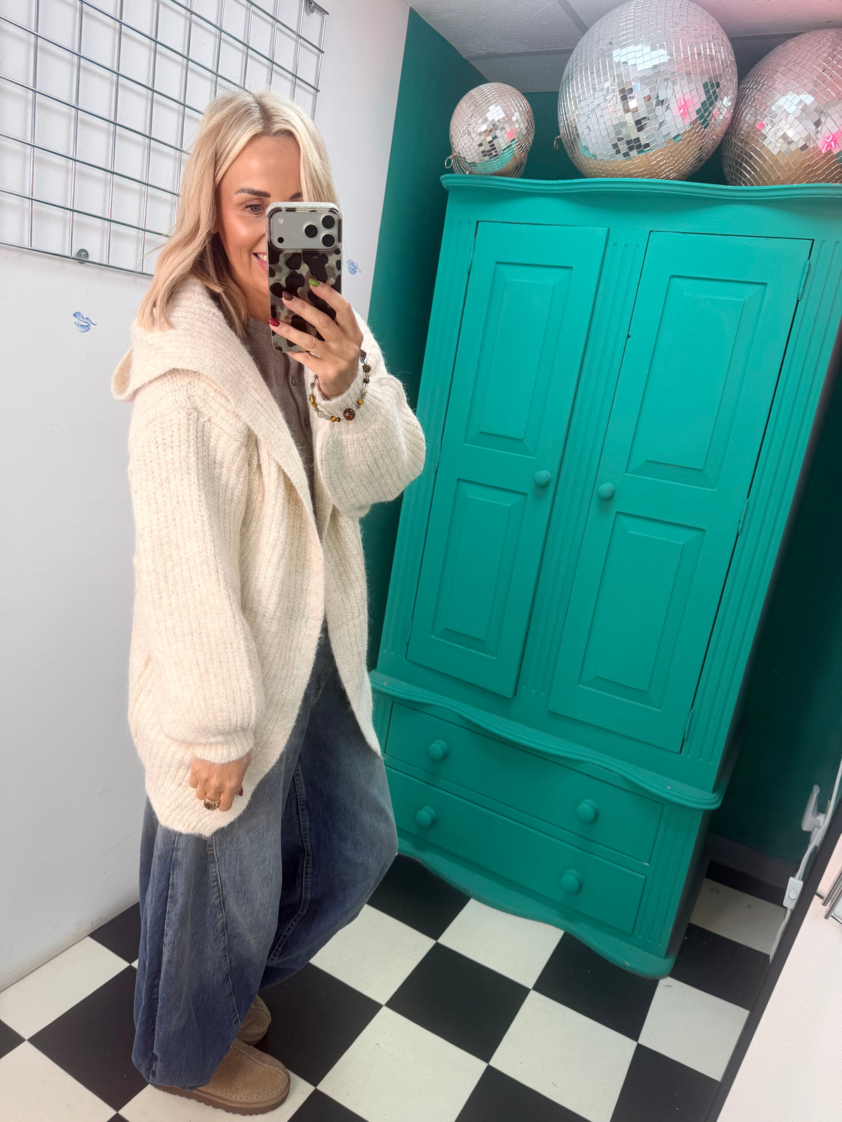Chunky Hooded Cardigan Cream