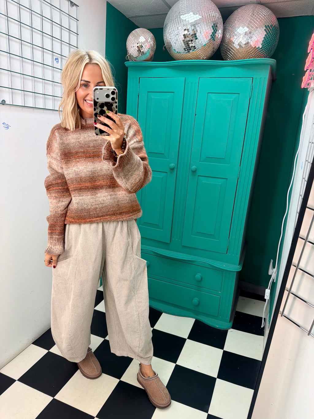 Cord Barrel Trousers Cream
