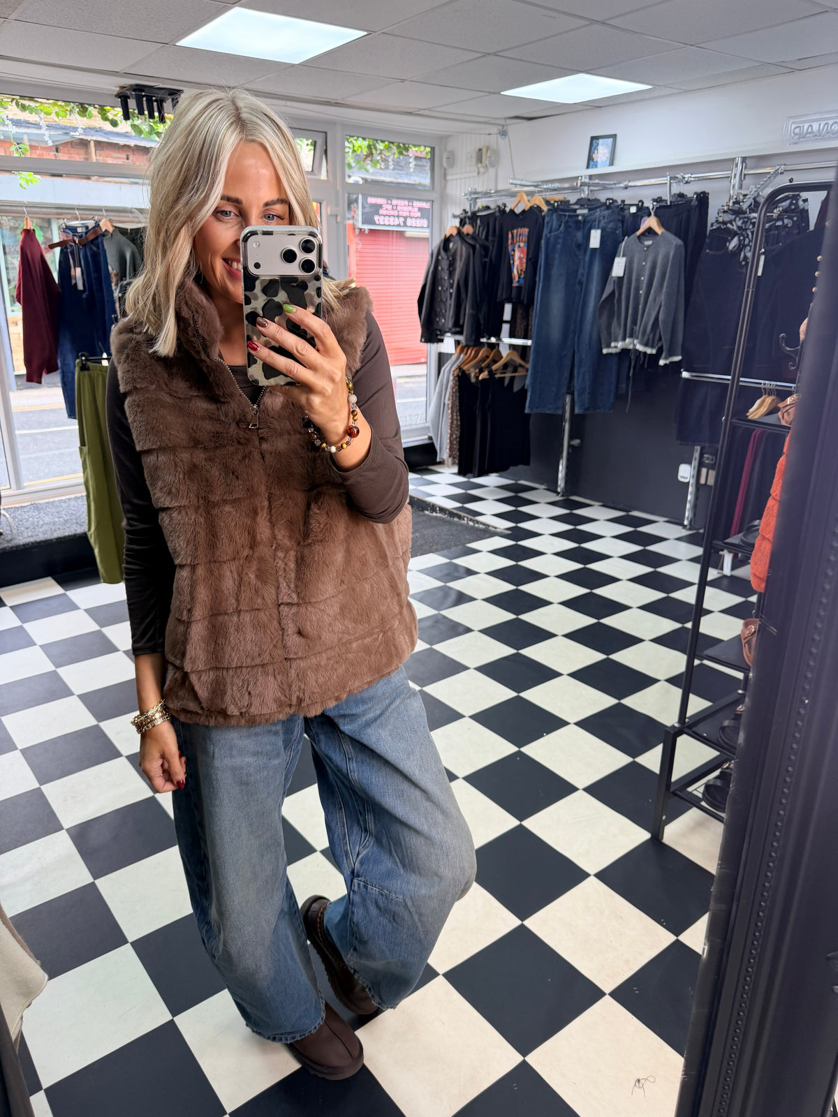 Faux Fur Gilet Milk Chocolate