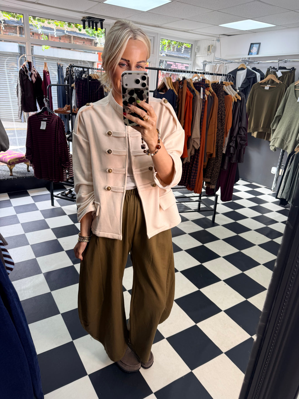 Zeta Otto Cream Jersey Military Jacket