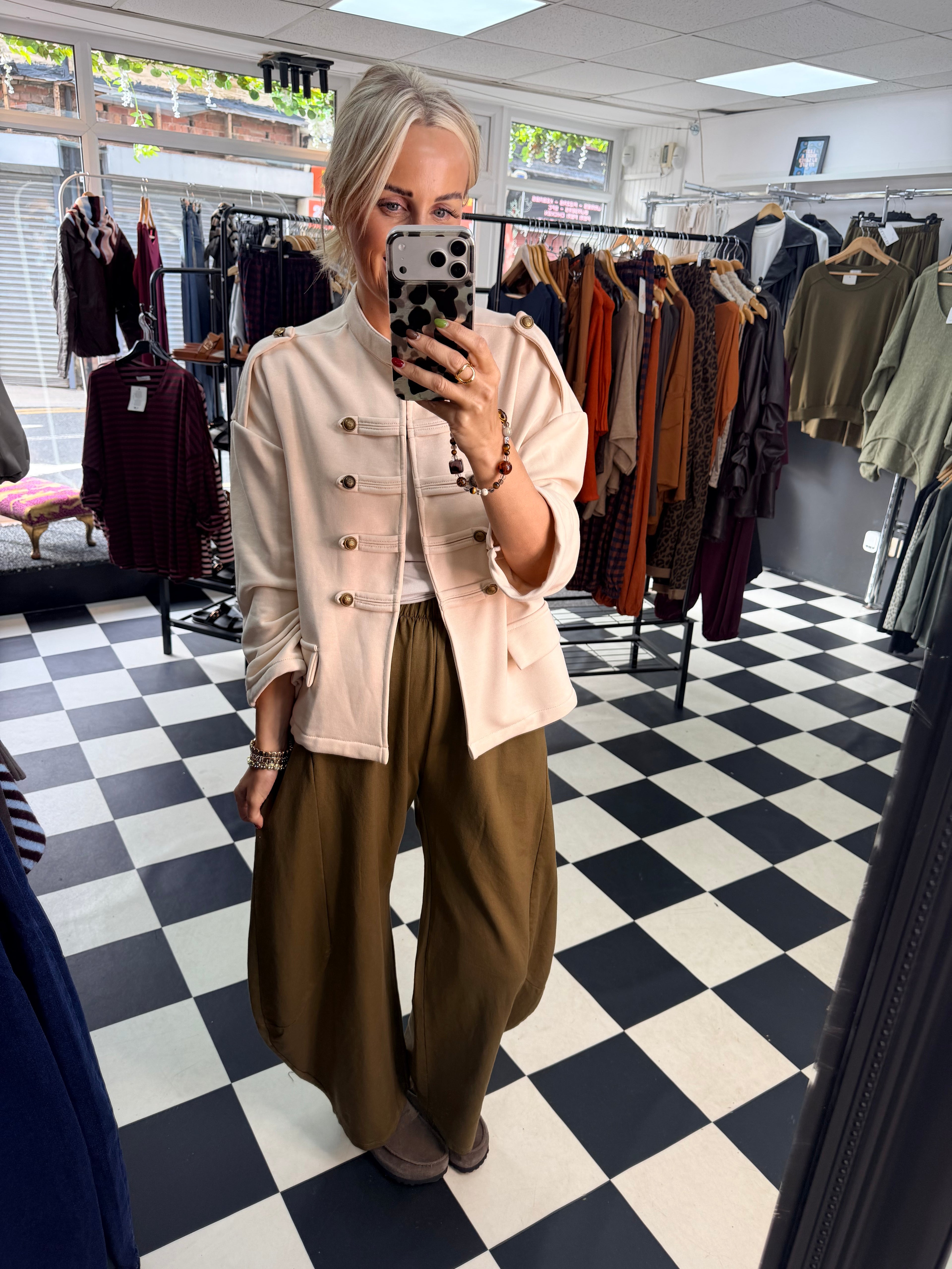 Zeta Otto Cream Jersey Military Jacket