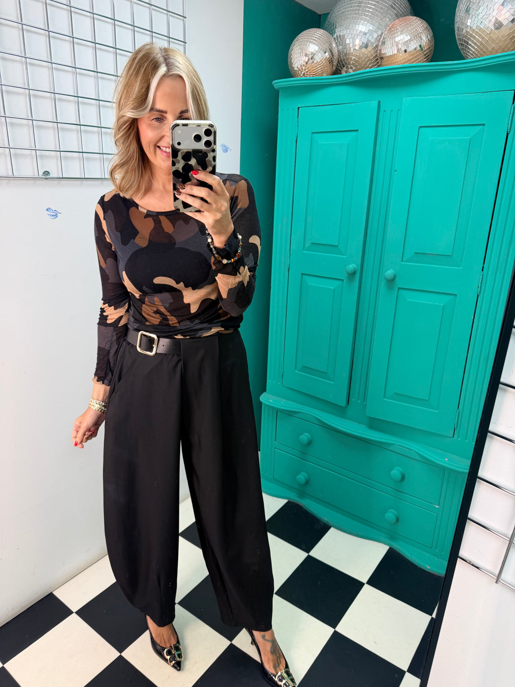 The Harper Half Belt Barrel Trousers Black Pre Order Due in Next week