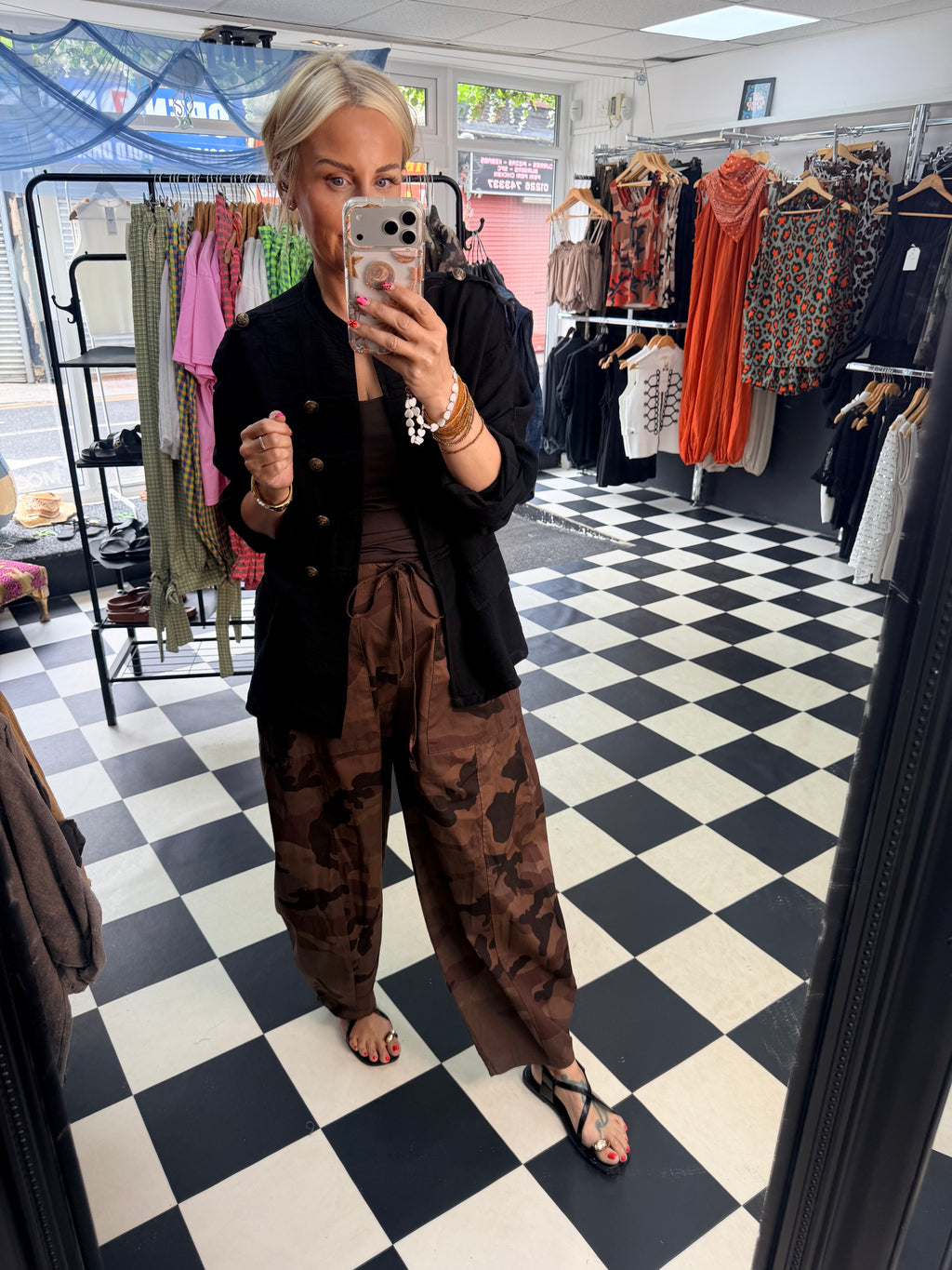 Camo Barrel leg trousers Chocolate