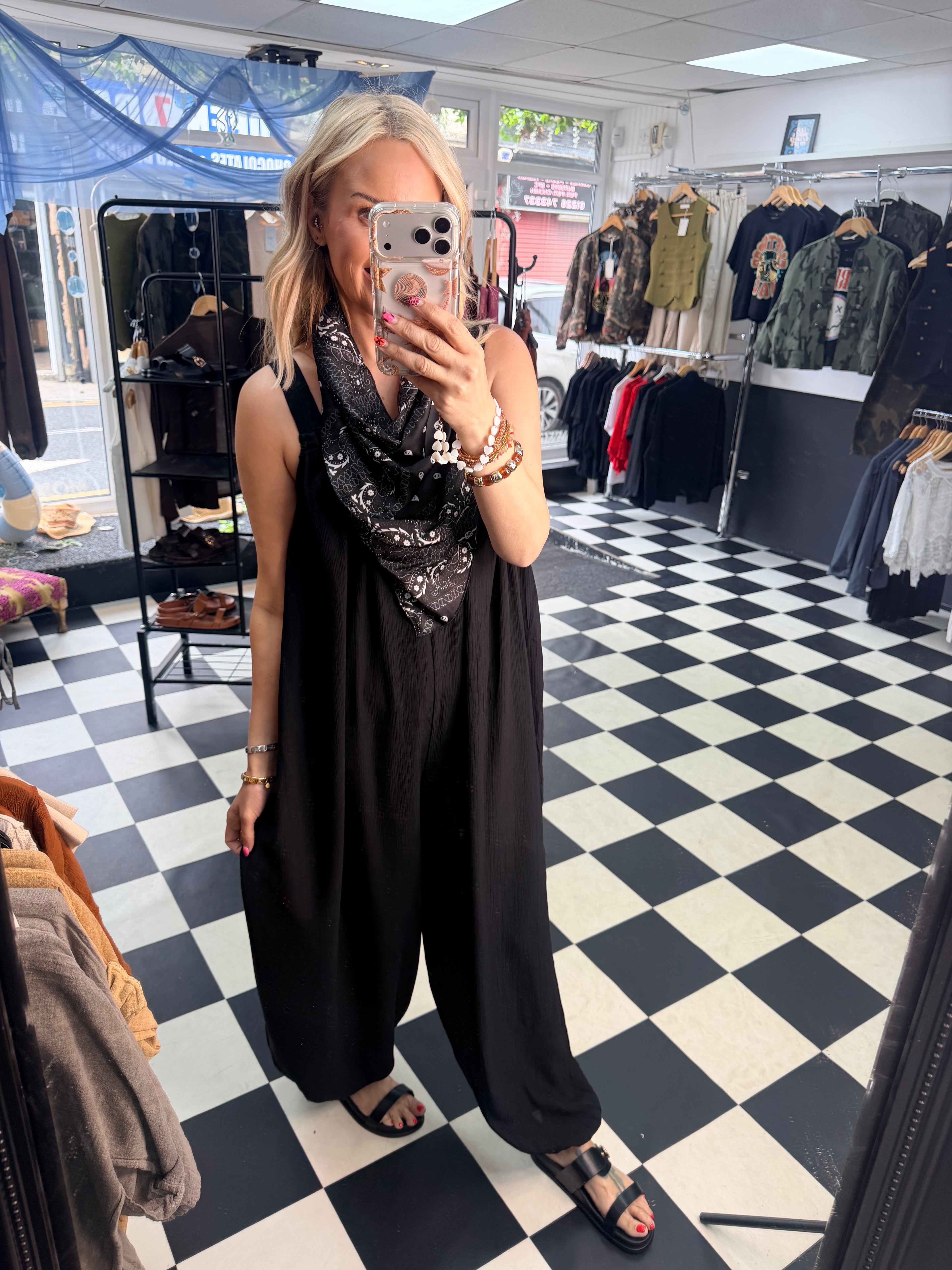 Bandana Scarf Jumpsuit black