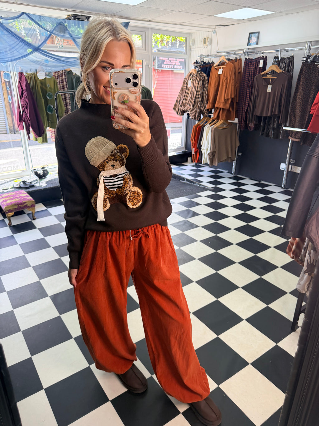Fine Cord Balloon Trouser Rust
