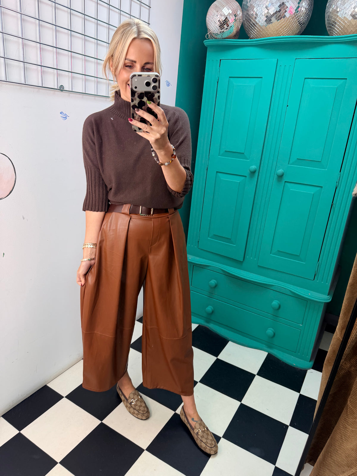 Buttery PU Culottes Tan