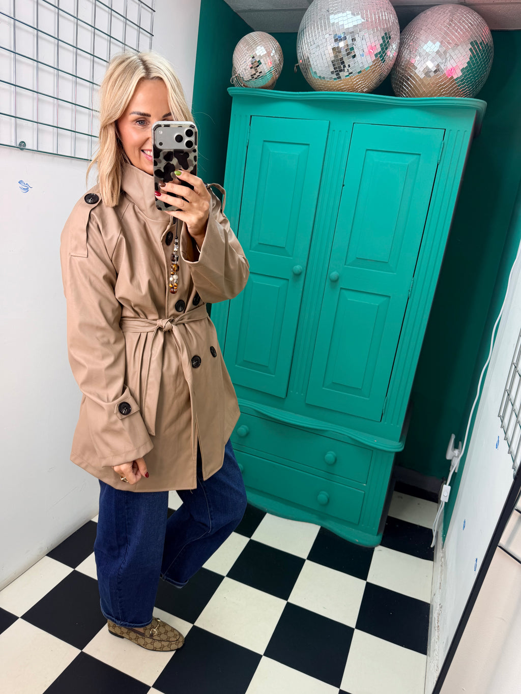 PU Midi Trench Coat Cream