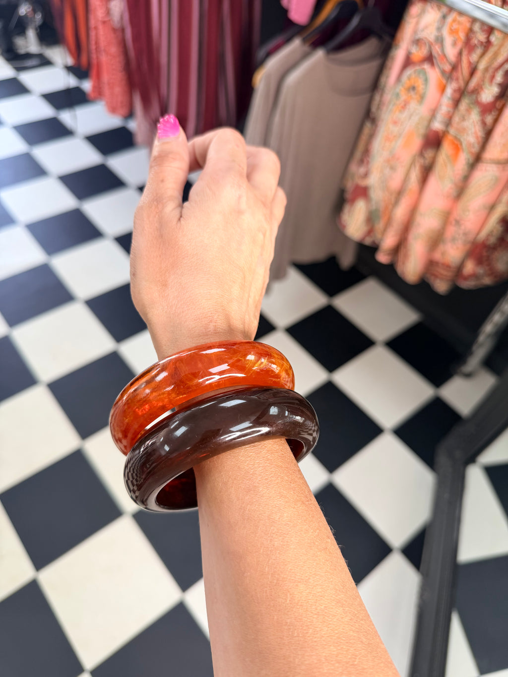 Chunky Bangle Thin Amber