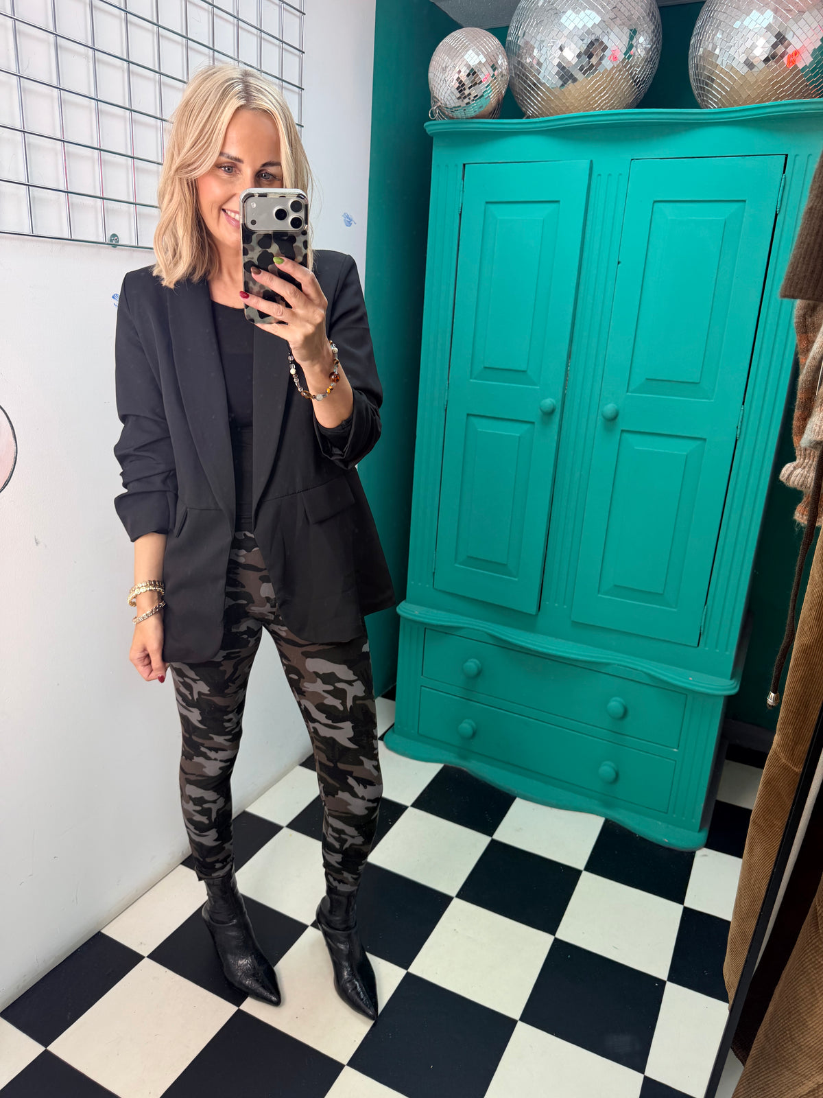 Ruched Sleeve Blazer Black