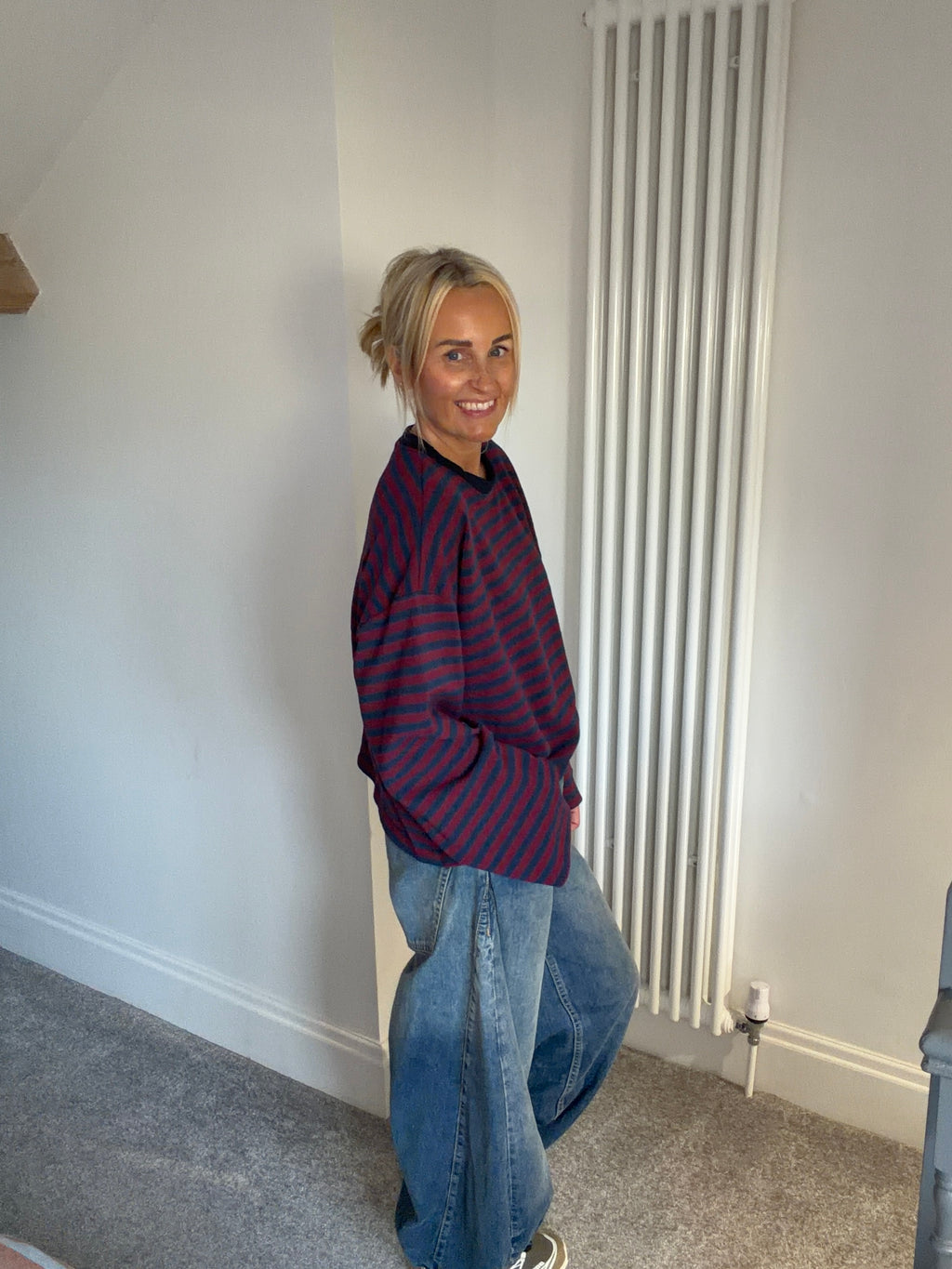 Weekend slouch stripe Wine and Navy  Special Buy