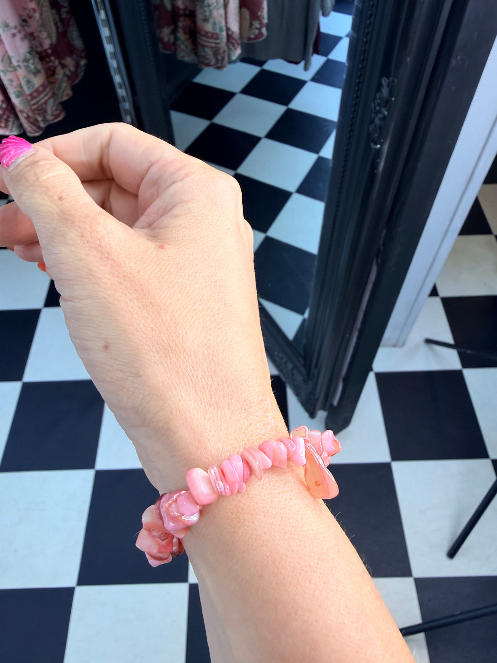 Stone Bracelet Chocolate Pink