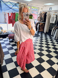 Neon gingham barrel leg trousers Fuchsia/orange