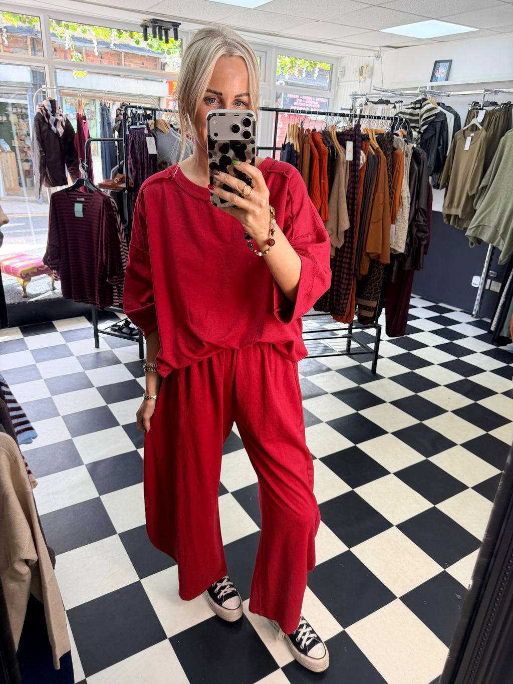 Slouchy Casual Top Red