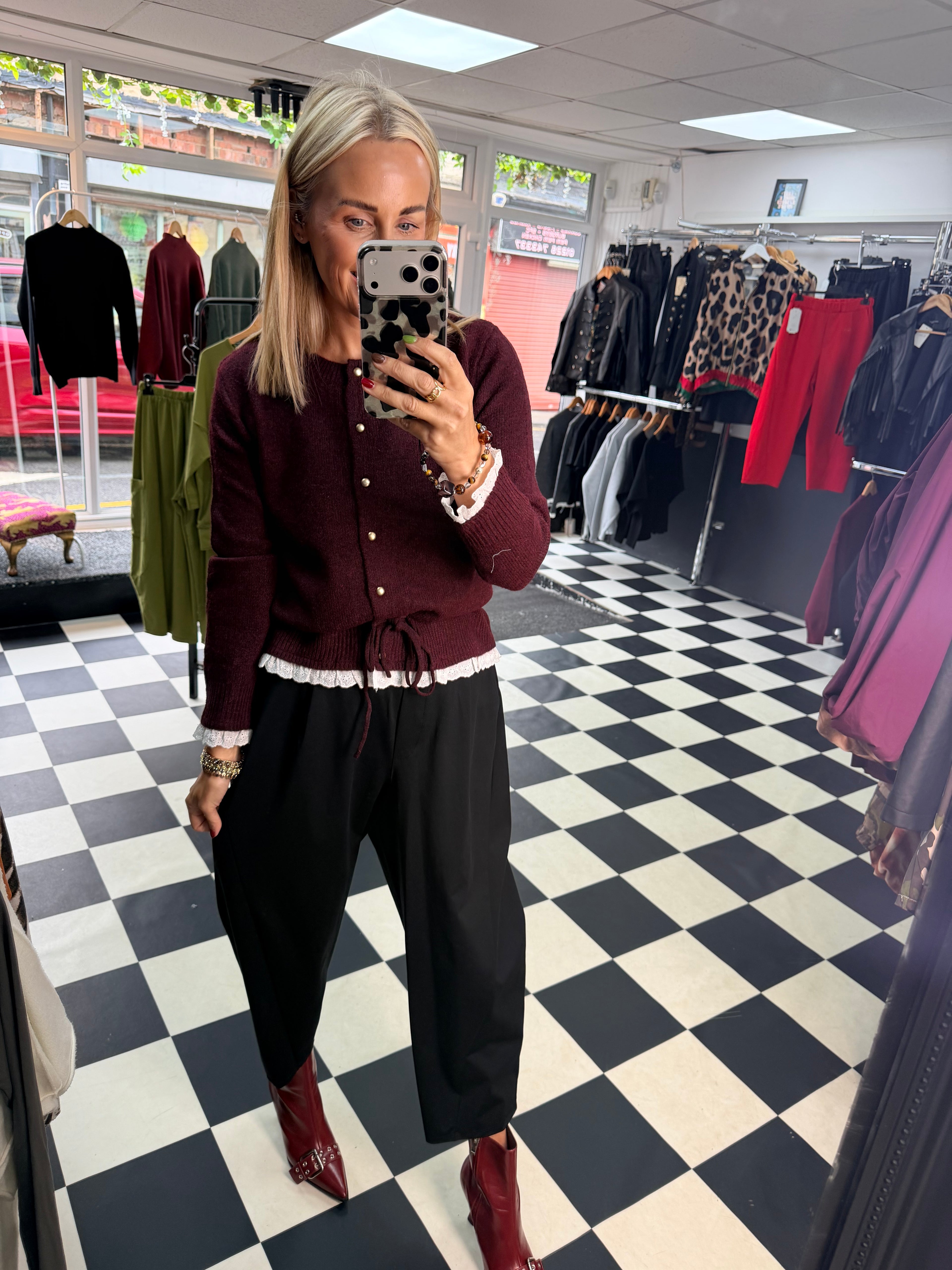 Dolly Cardigan Wine